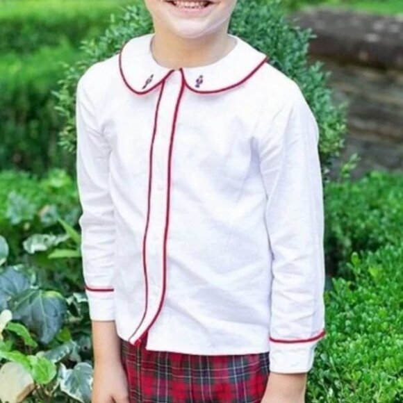 Edgehill collection long sleeve nutcracker embroidered collar button front shirt - Picture 2 of 13